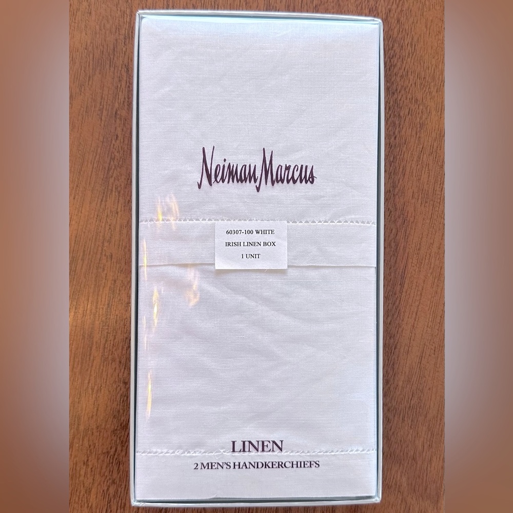 New Neiman Marcus Irish Linen Handkerchiefs (Qty 2) -NEW